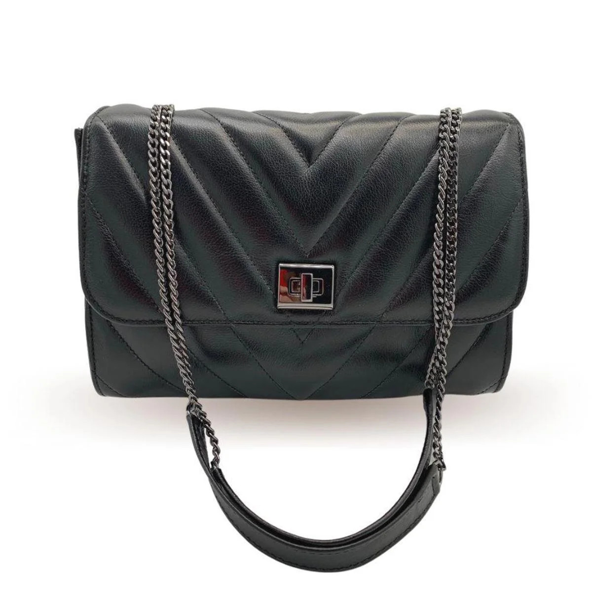 Bolsa Preta em couro com alça de correntes onix - Preto | Zattini (BR)