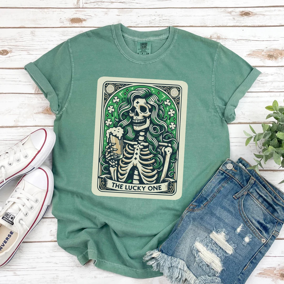 St Patricks Day Shirt, Comfort Colors® Lucky One St Patricks Day Tarot Card T-shirt, Funny Irish... | Etsy (US)