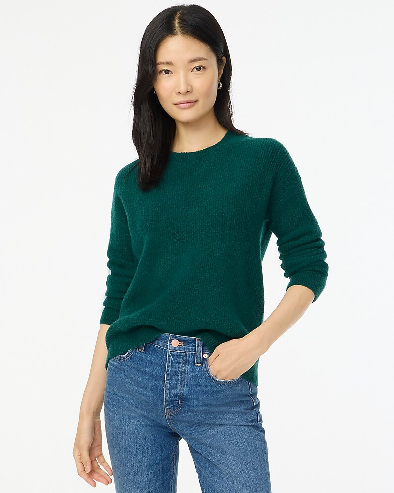 Ribbed boyfriend crewneck sweater in extra-soft yarn | J.Crew Factory