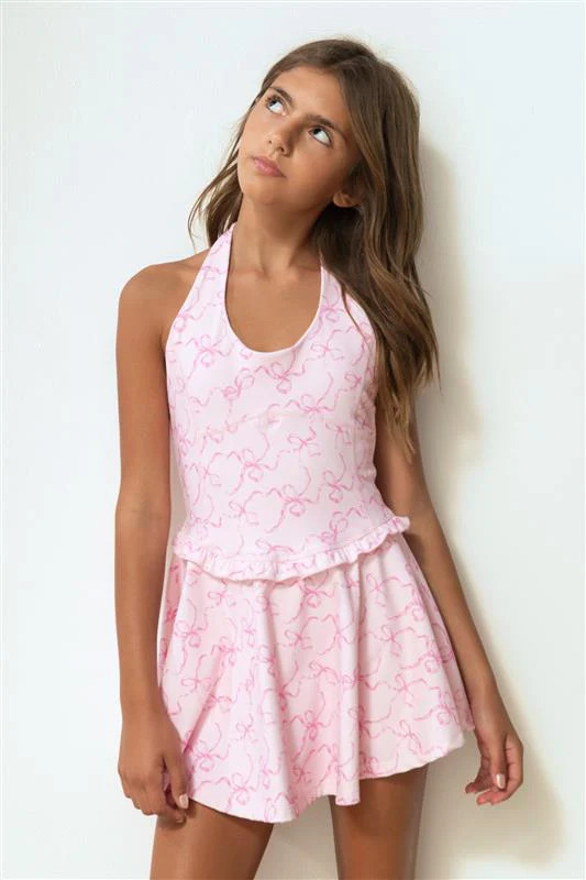 Girls Carmon Bow Print Active Dress | LoveShackFancy