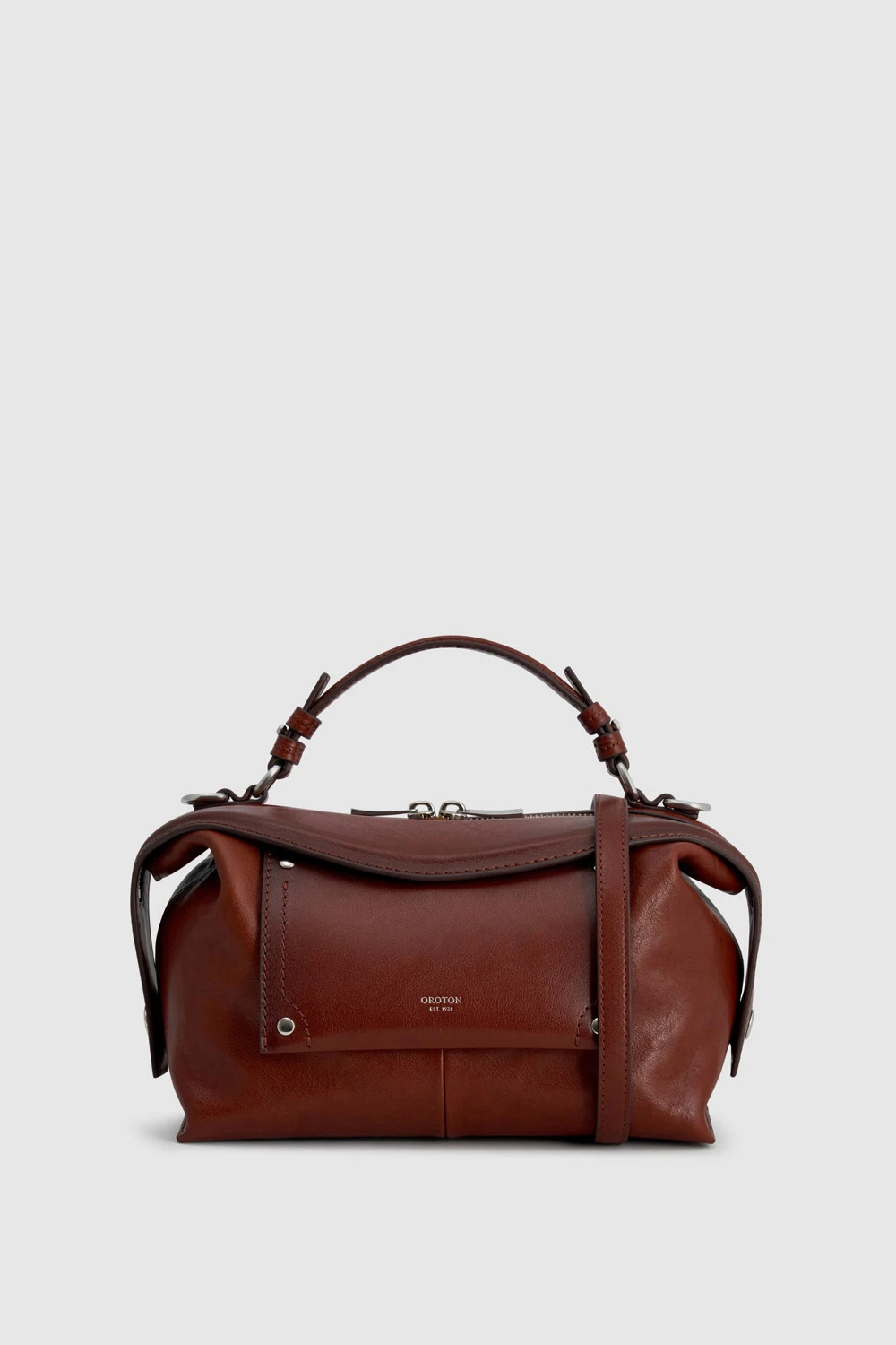 Mica Burnished Leather Bowler Dark Chestnut | Oroton
