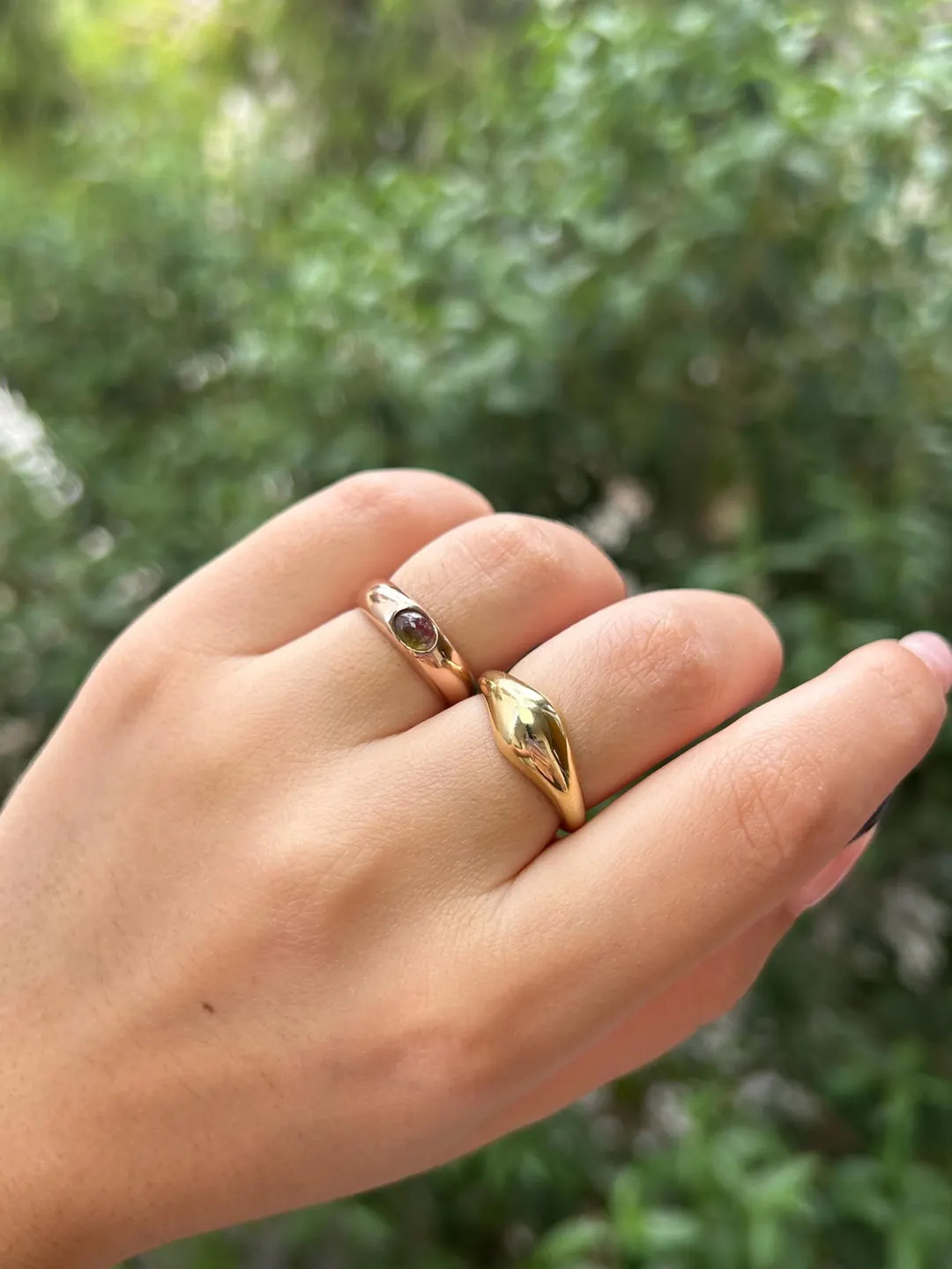 14k Gold Dome Ring, Solid Gold Chunky Ring, Womens Plain Bubble Ring, Thick Statement Ring, Class... | Etsy (US)