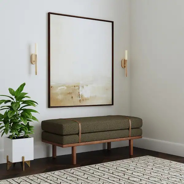 HomePop upholstered Bench with Wood Base - Dark Brown Boucle | Bed Bath & Beyond