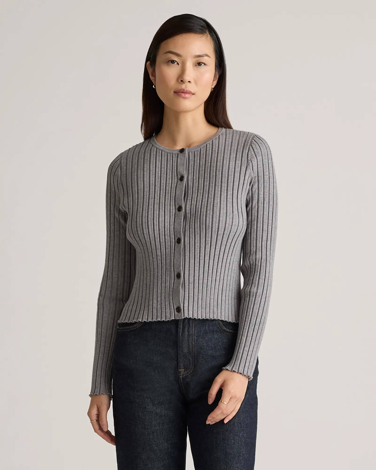 Eco-Knit Cropped Rib Cardigan | Quince