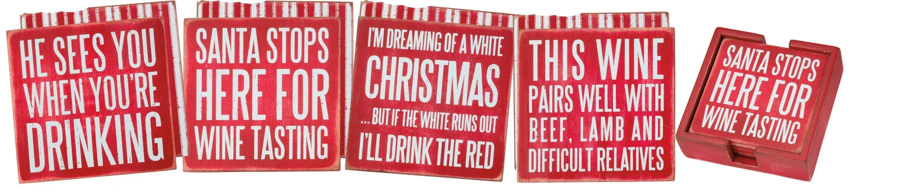 Primitives By Kathy Box Sign Coasters (Set of 4) - Xmas Wine - Walmart.com | Walmart (US)