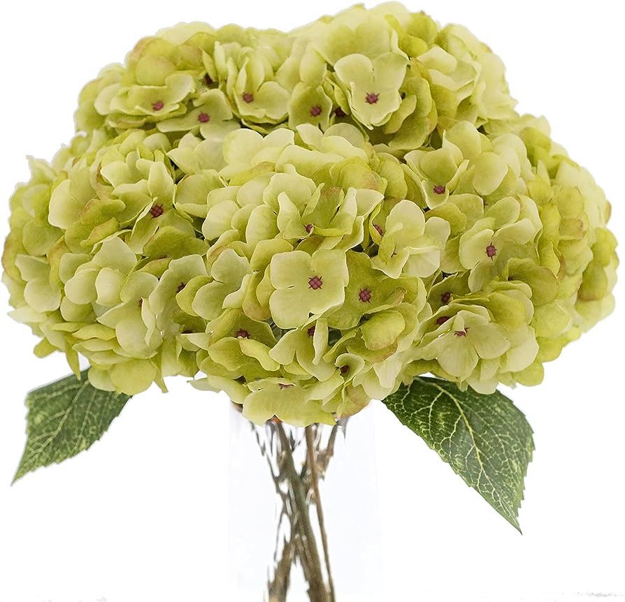 Jim's Cabin Artificial Flowers Silk Hydrangea Arrangements with 5 Big Heads Fake Flower Bunch Bou... | Amazon (US)