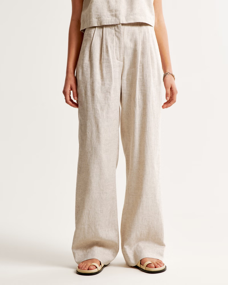 Women's A&F Sloane Tailored Linen-Blend Pant | Women's Clearance | Abercrombie.com | Abercrombie & Fitch (US)