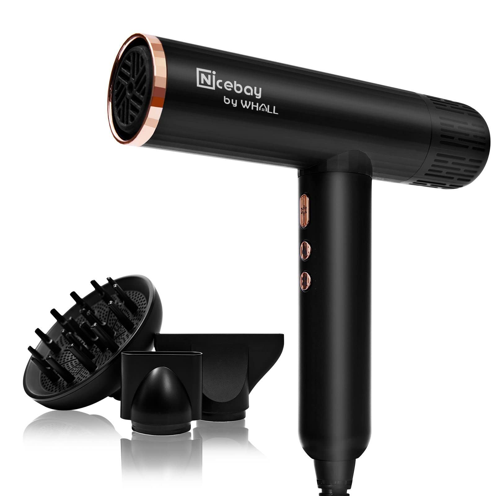 Nicebay® Ionic Hair Dryer, Professional Blow Dryer with 3 Attachments, 110000RPM High-Speed Brus... | Amazon (US)