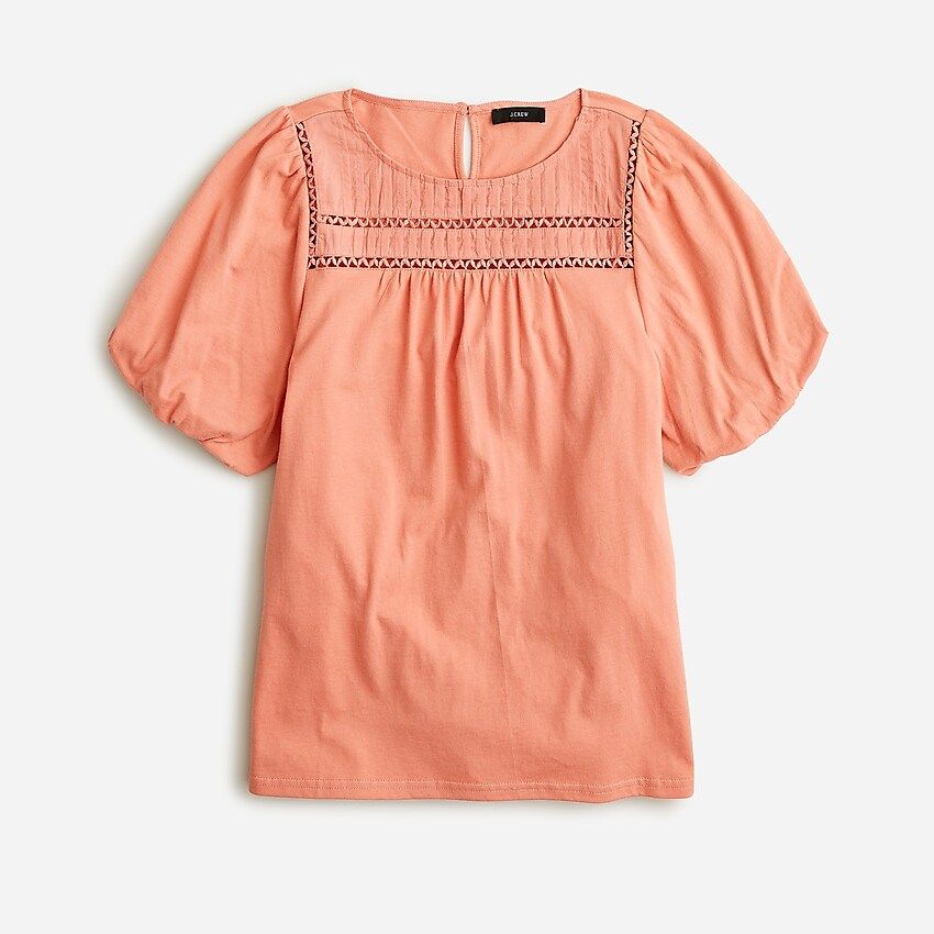 Lace-trim puff-sleeve T-shirt | J.Crew US