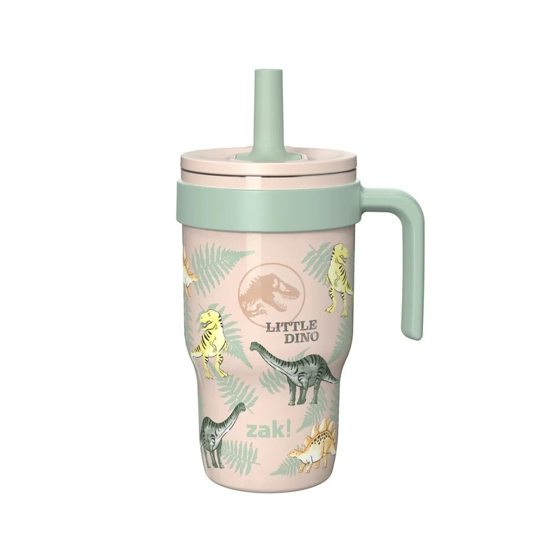 Zak Designs 10oz Jurassic Stainless Steel Tumbler with Leak Proof Straw Lid & Handle, Pink | Walmart (US)