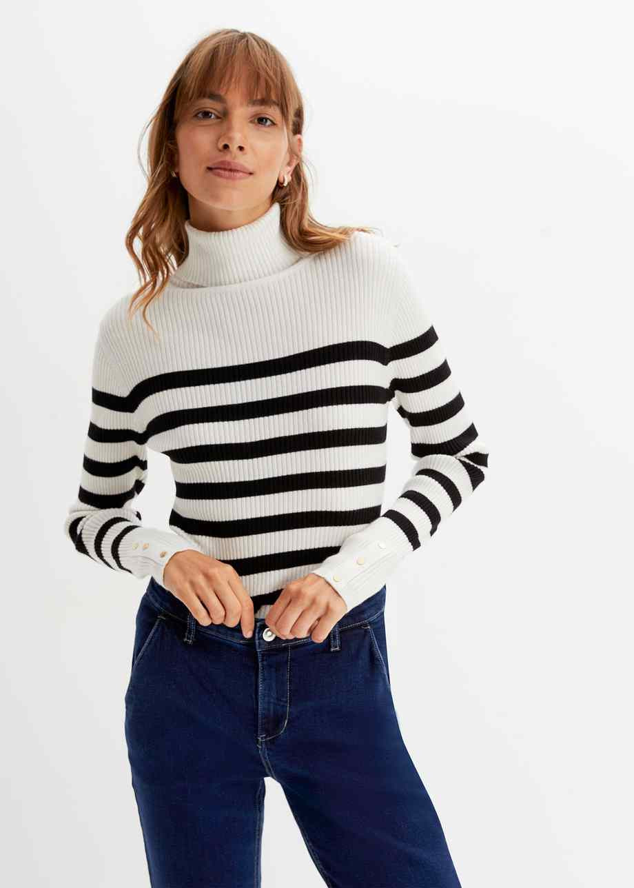 Gestreifter Rollkragenpullover | Bonprix DE