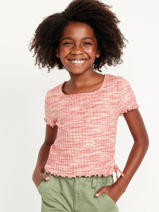 Short-Sleeve Textured Knit Side-Ruched Top for Girls | Old Navy (US)
