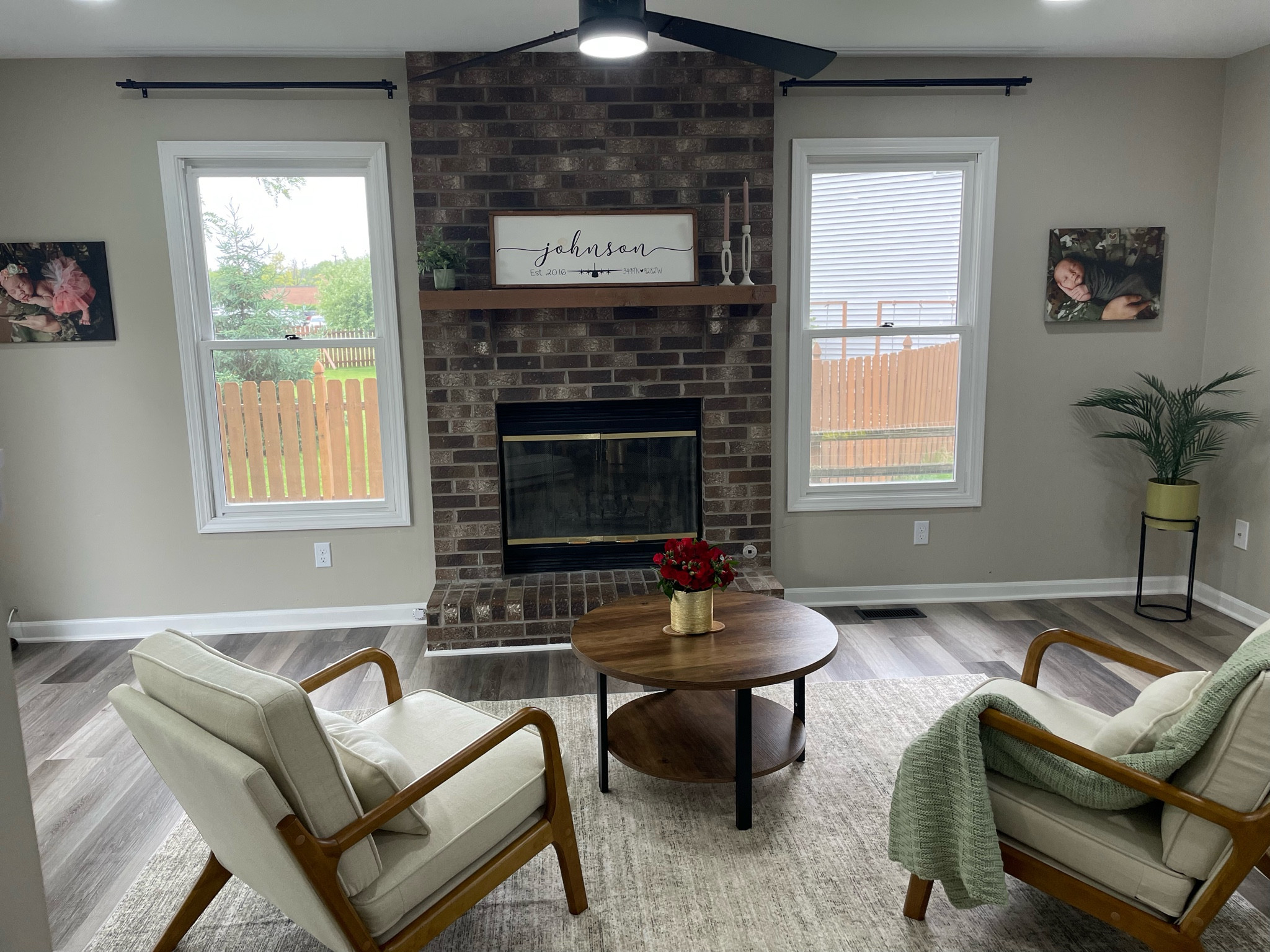 Loving my seating area! The chairs, rug and table are all under $100! The plant stand, and mini plant are home goods, the candle stick holders, plant and candles are hobby lobby and the blanket is tj max. 

#LTKHome