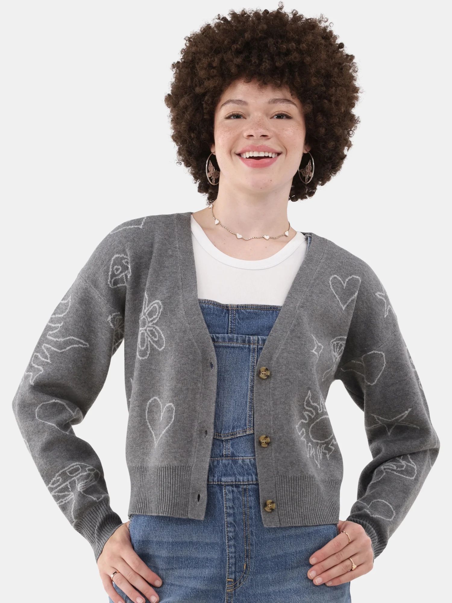 No Boundaries Novelty Cardigan, Women's and Women's Plus | Walmart (US)