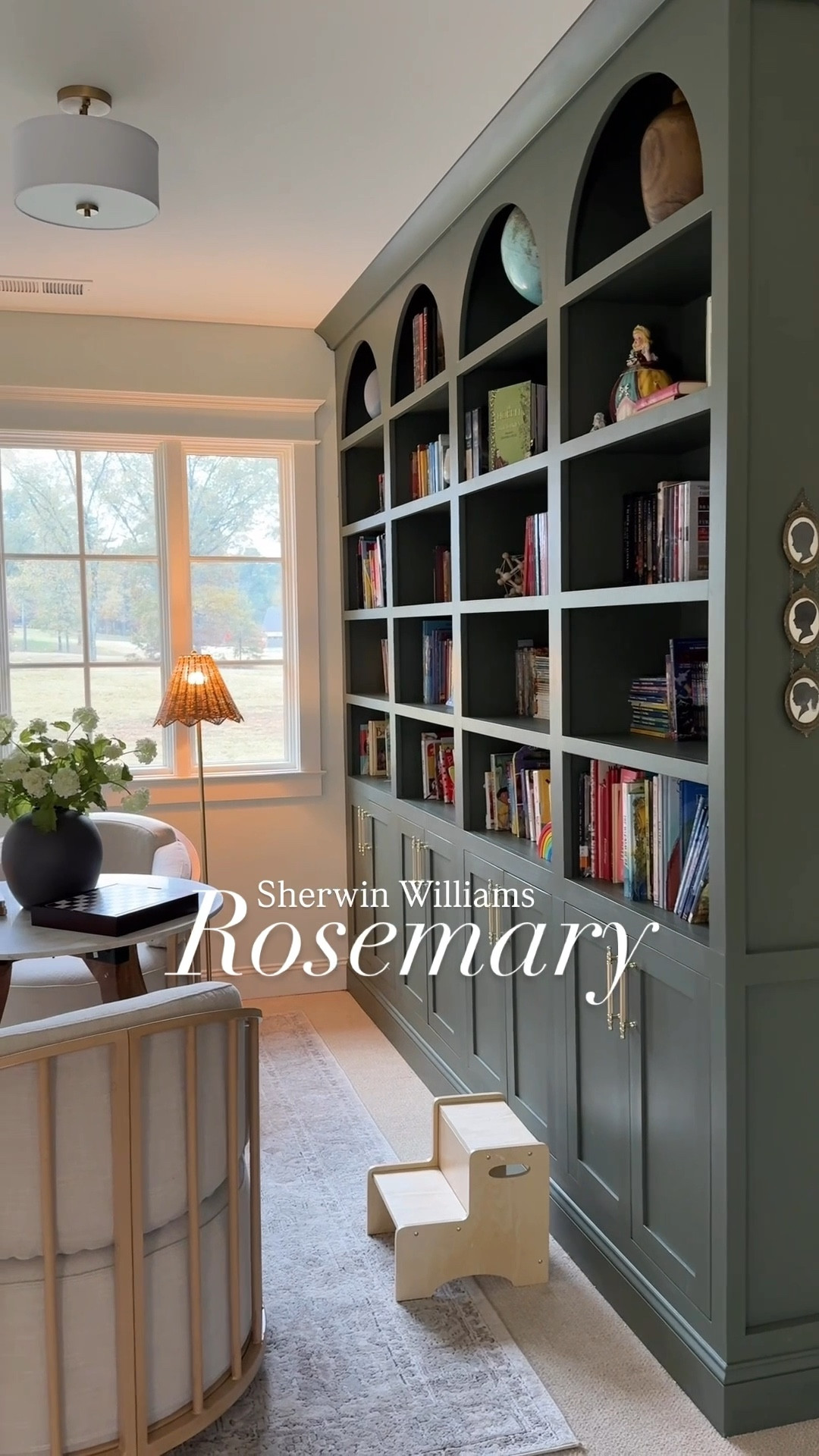 It’s that deep, rich green paint color with gray undertones—earthy and grounding, with just the right amount of timeless sophistication that gives off those old historic estate library vibes. 📚😍💚

Normally, I lean toward black or blue when I paint projects in our home, but for this reading loft library for our kids, green just felt right—and I’m so glad we went with it! ✨

#archedbookshelves #sherwinwilliamsrosemary #greenpaintcolors #builtinbookshelves #library #childrenslibrary #childrensbookshelves

#LTKHome #LTKWatchNow