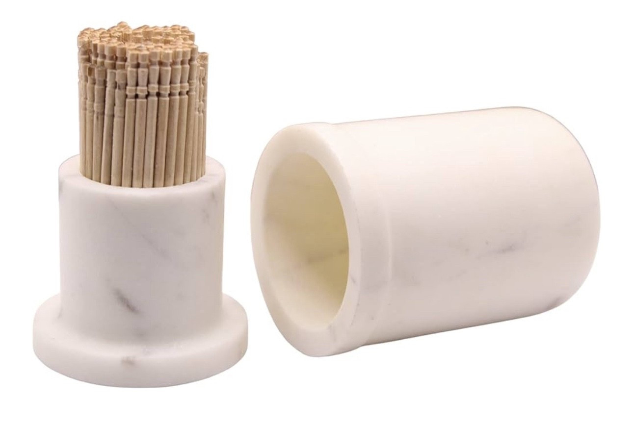 White Marble Toothpick Holder with Lid - Dispenser and Stand - 3.25 x 2 Inch

#LTKHome