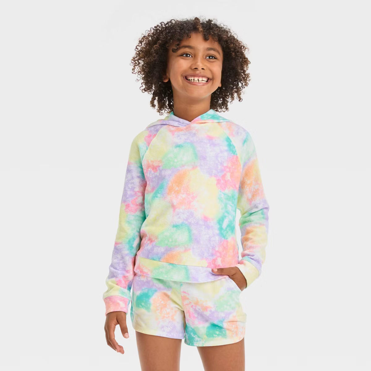 Girls' Tie-Dye Hooded Pullover Sweatshirt - Cat & Jack™ S | Target