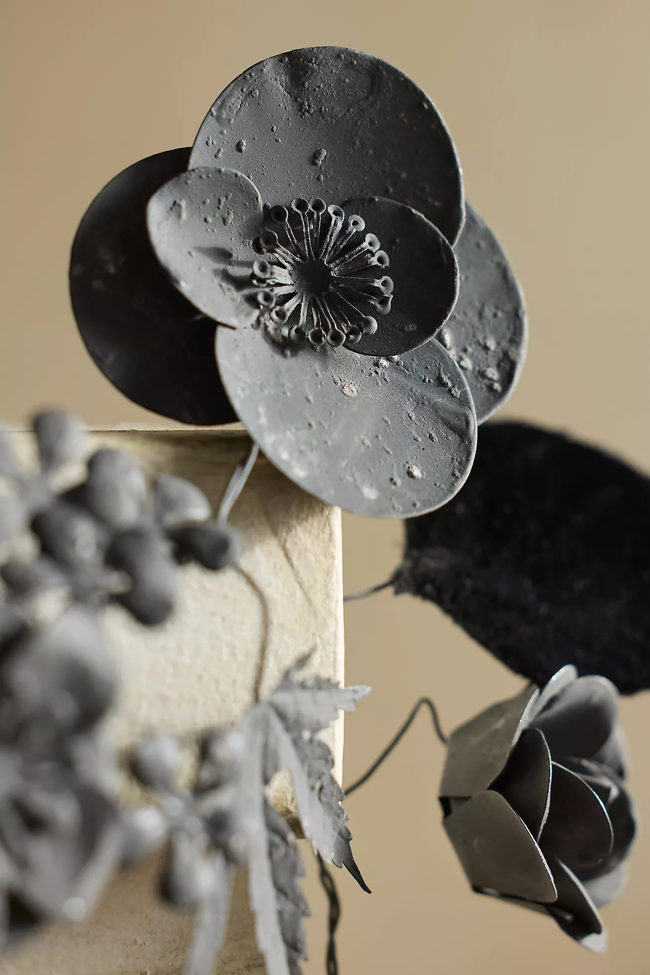 Black Velvet + Iron Floral Garland | Anthropologie (US)