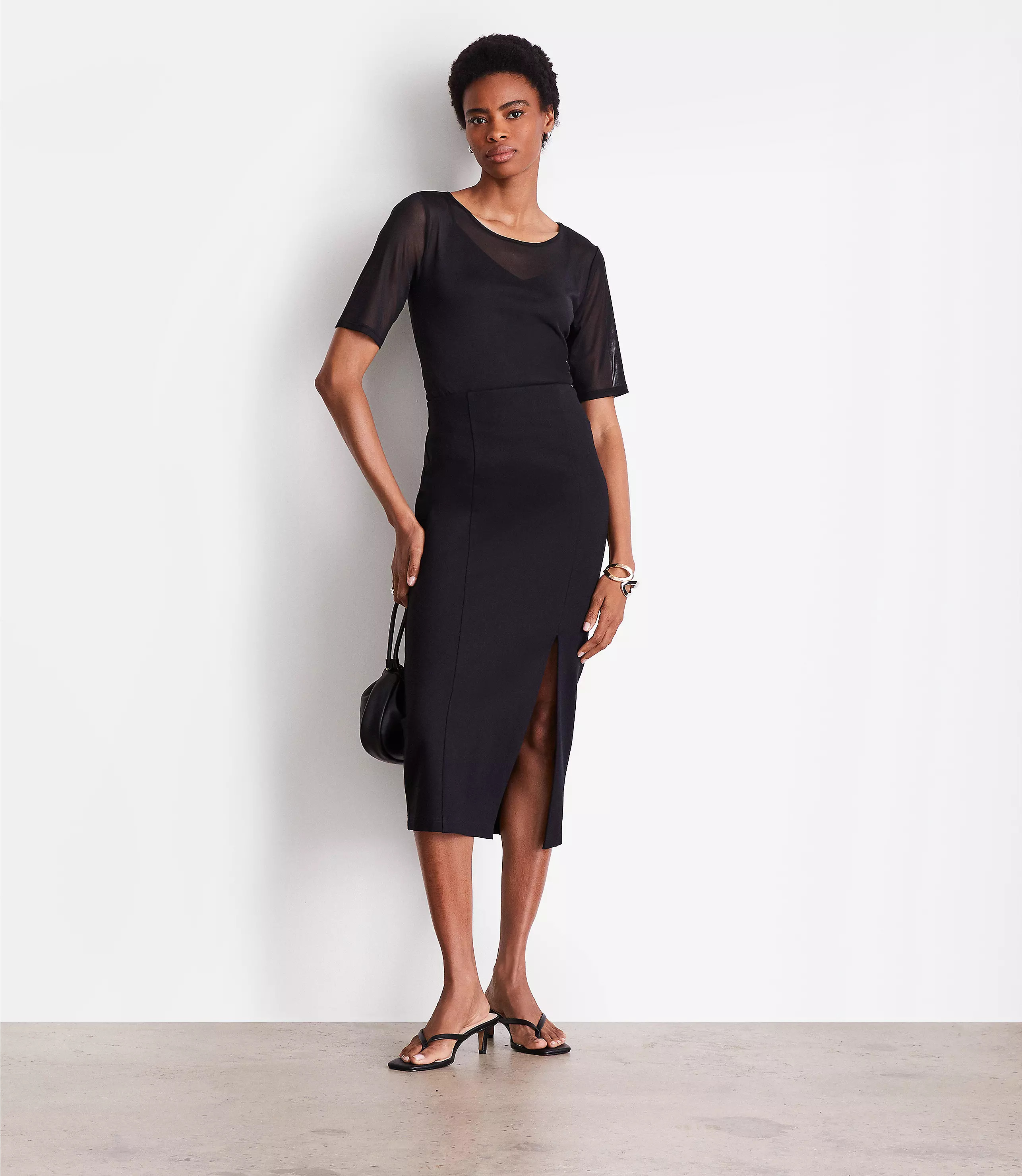 LOFT Versa Ponte Column Midi Skirt | LOFT