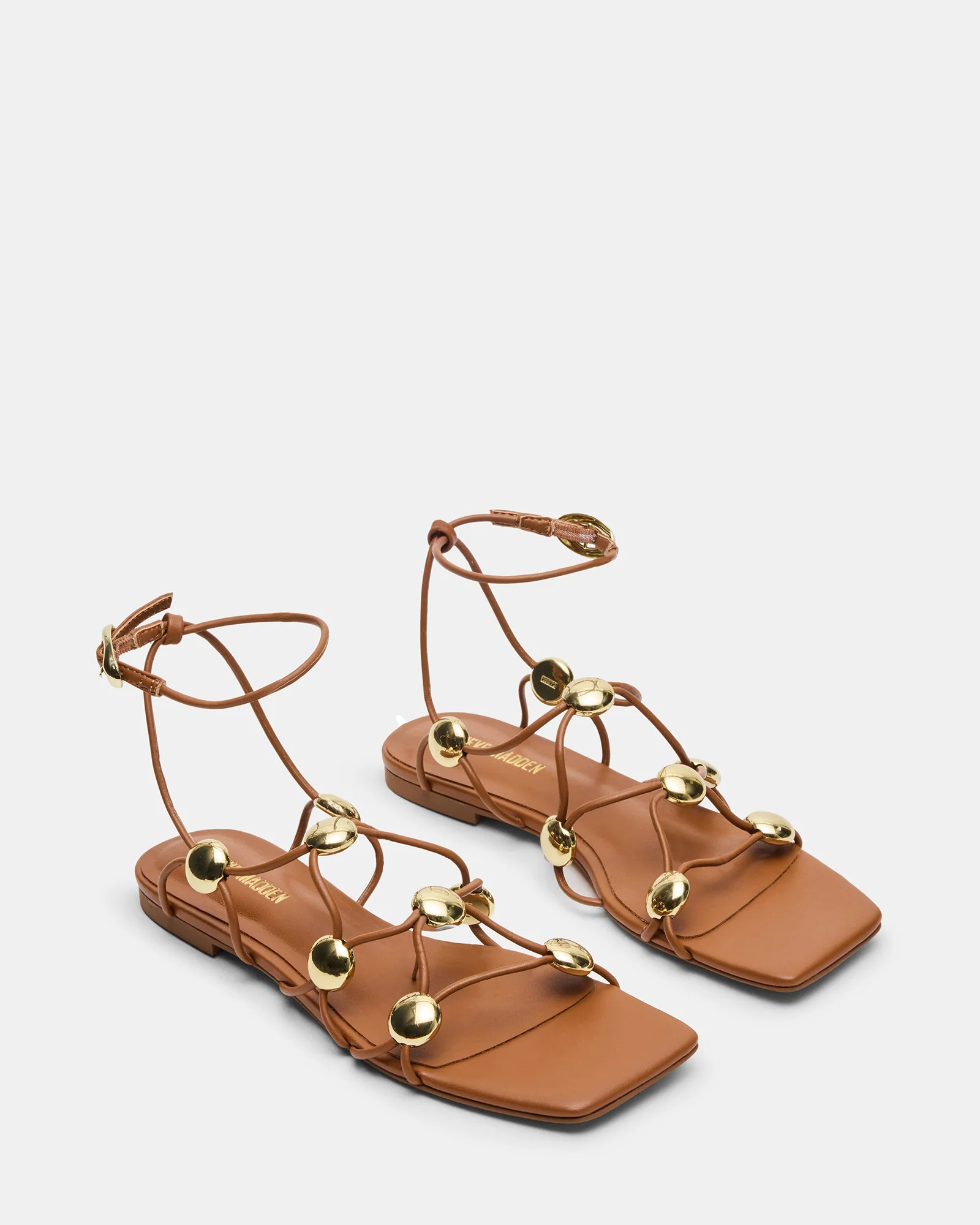 TIDES Cognac Strappy Square-Toe Women's Sandal | Steve Madden (US)