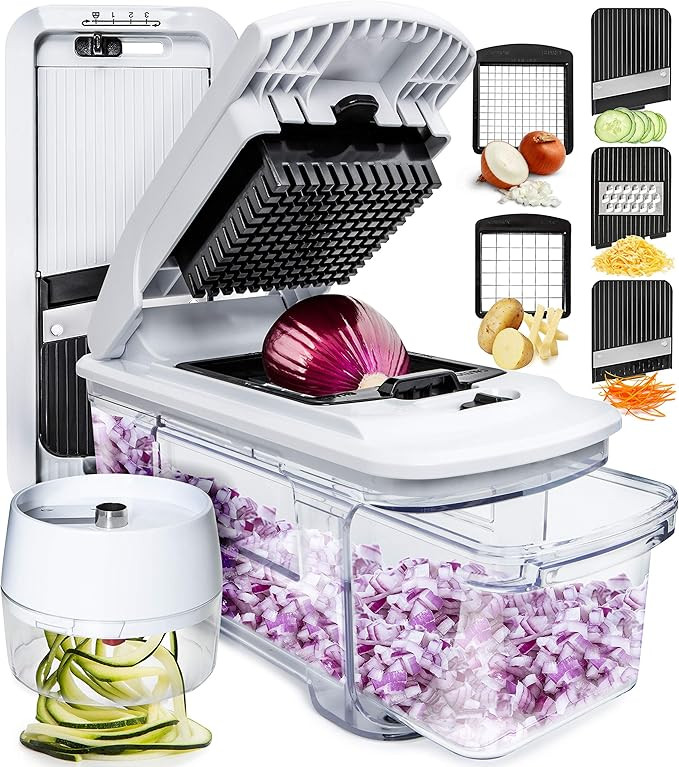 Fullstar All-in-1 Vegetable Chopper, Mandoline Slicer & Cheese Grater | Multi Blade French Fry Cu... | Amazon (US)