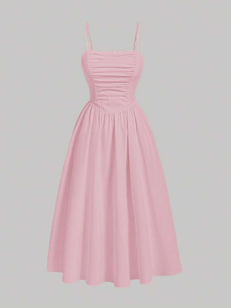 SHEIN MOD Solid Ruched Cami Dress | SHEIN
