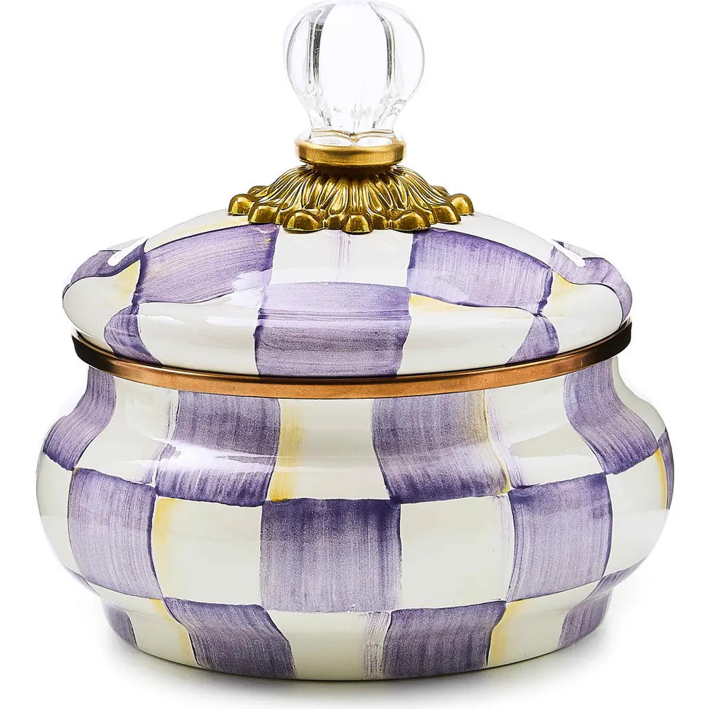 MACKENZIE CHILDS Violet Check Enameled Steel Squashed Pot at Nordstrom | Nordstrom
