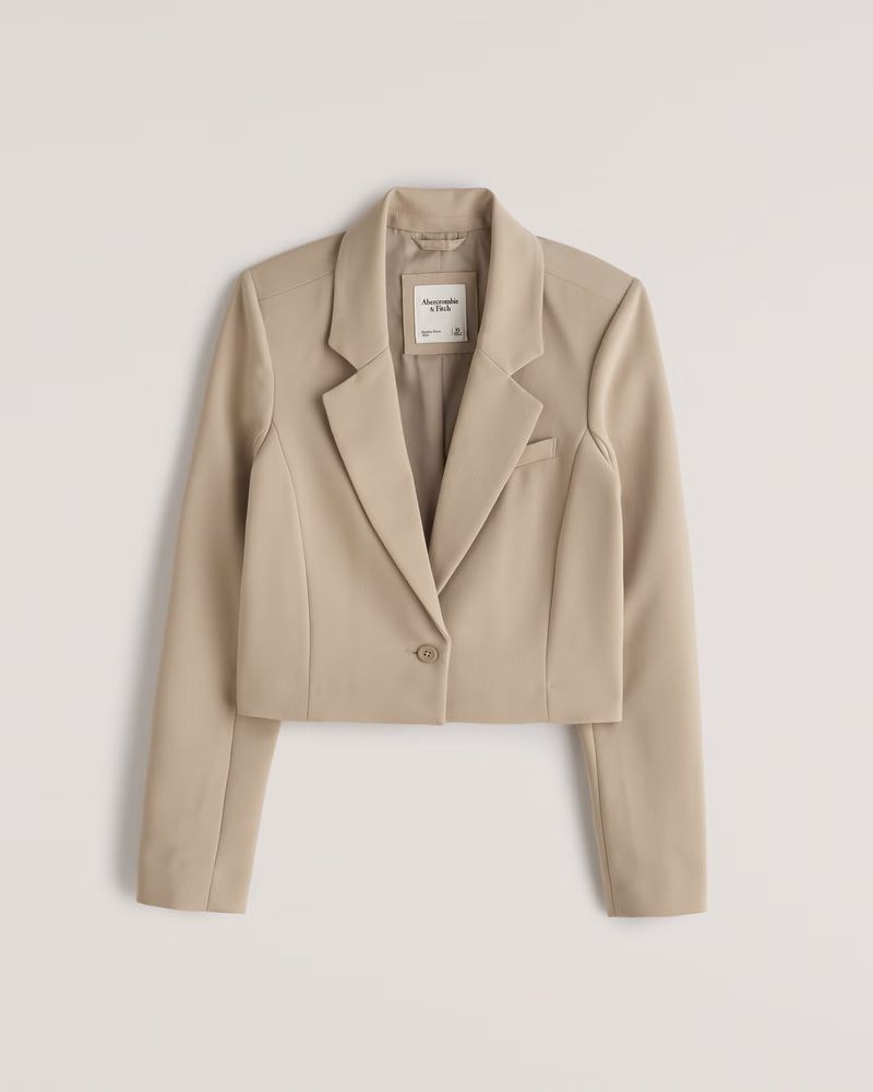 Women's Cropped Tweed Blazer | Women's Coats & Jackets | Abercrombie.com | Abercrombie & Fitch (US)
