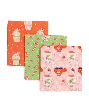 Set Of 3 Holiday Printed Flour Sack Kitchen Towels | TJ Maxx