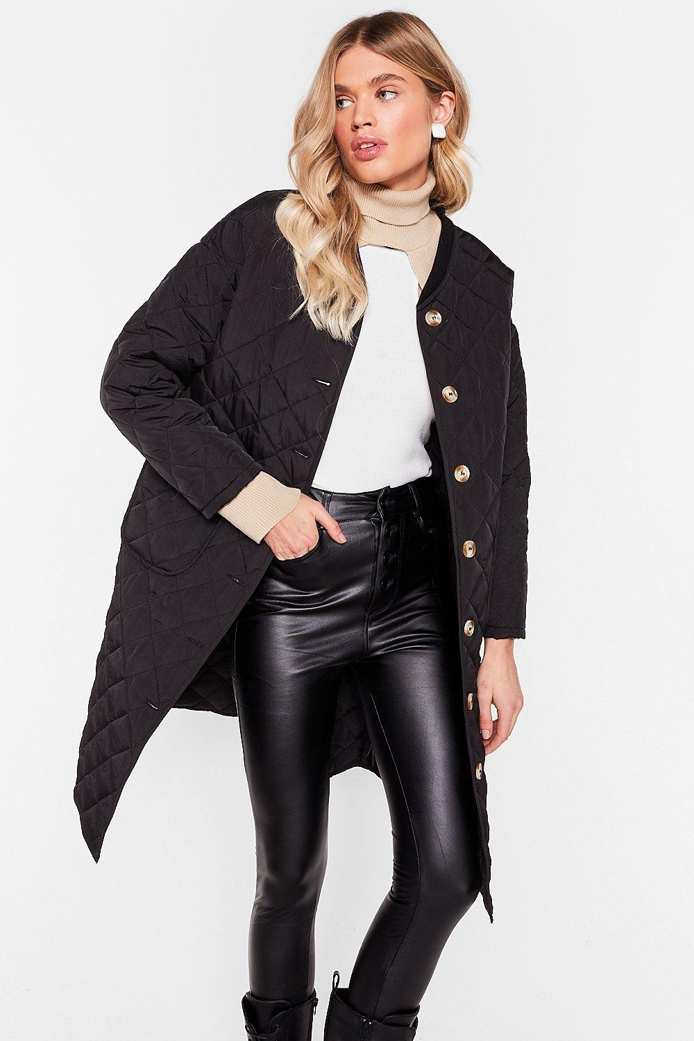 Quilted Oversized Button Down Longline Coat | NastyGal (UK, IE)