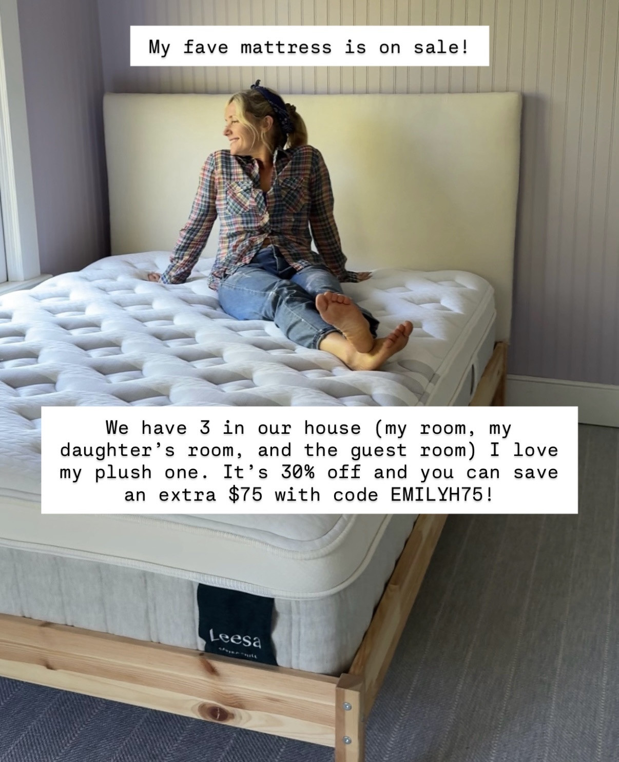 You know a mattress is good when you have 3 in your own house, and slowly alllll your friends and family start converting. Leesa is having a 30% off sale right now, and if you stack my code EMILYH75 to save an extra $75 you can save a TON. This is such a good time to get a new mattress if you're in the market. I mean, you do sleep on it literally EVERY night. Why wouldn't you want max comfort?? #leesa #leesasleep #leesapartner #mattress @leesasleep You know a mattress is good when you have 3 in your own house, and slowly alllll your friends and family start converting. Leesa is having a 30% off sale right now, and if you stack my code EMILYH75 to save an extra $75 you can save a TON. This is such a good time to get a new mattress if you're in the market. I mean, you do sleep on it literally EVERY night. Why wouldn't you want max comfort?? #leesa #leesasleep #leesapartner #mattress @leesasleep
