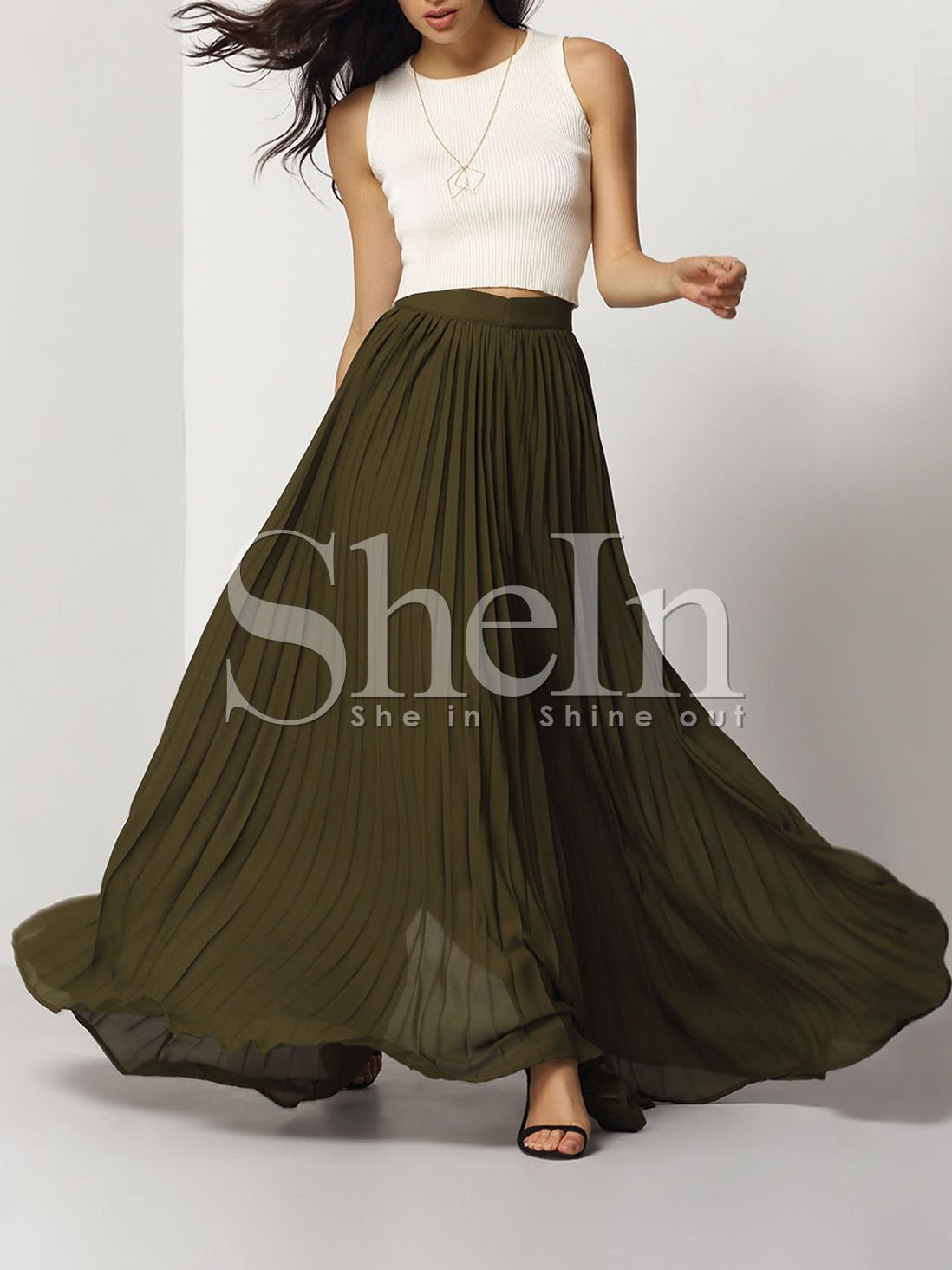Pleated Full Length Skirt | SHEIN