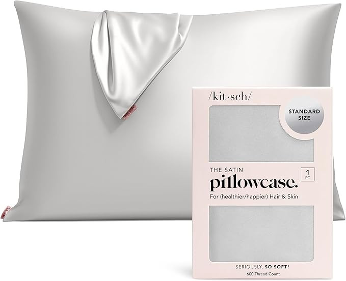 Kitsch Satin Pillowcase with Zipper for Hair & Skin, Softer Than Silk Pillow Cases Queen, Wrinkle... | Amazon (US)