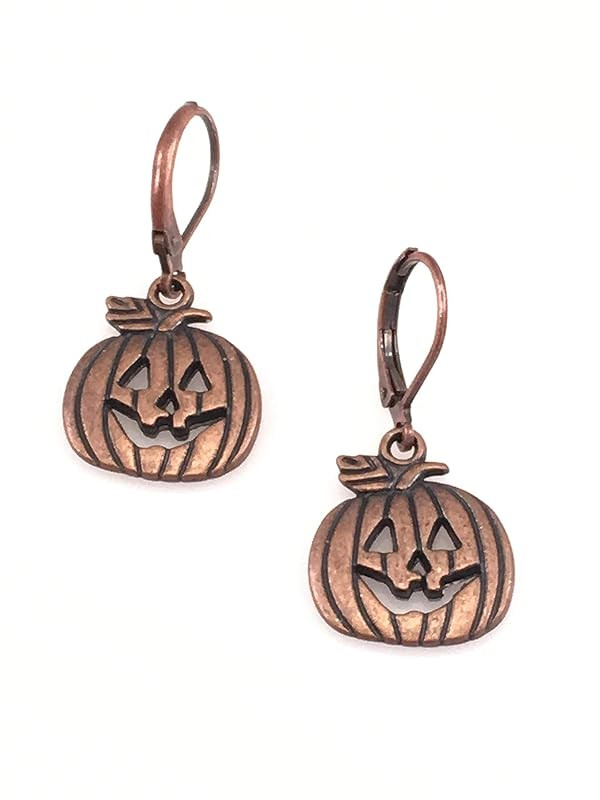 Antiqued Copper Jack-O-Lantern Pumpkin Earrings | Amazon (US)