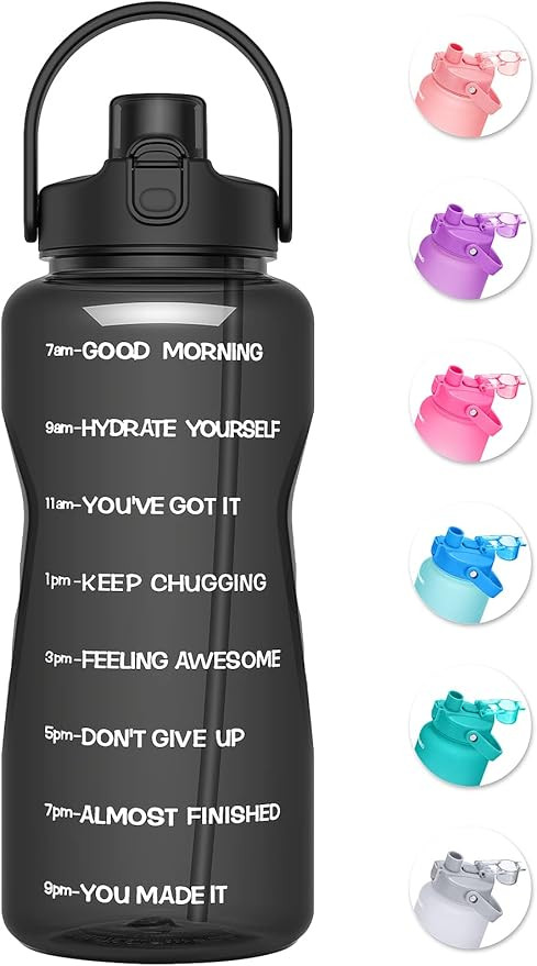 Unistar Half Gallon Water Bottle with 2-in-1 Lid (Straw lid/Chug Lid), 64oz Large Capacity Water ... | Amazon (US)