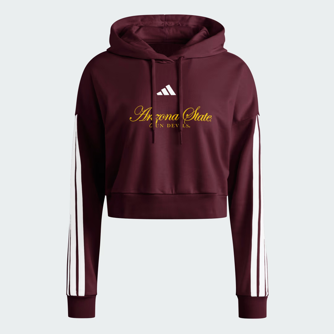 adidas ASU Essentials 3-Stripes French Terry Cropped Hoodie Team Maroon S Womens | adidas (US)