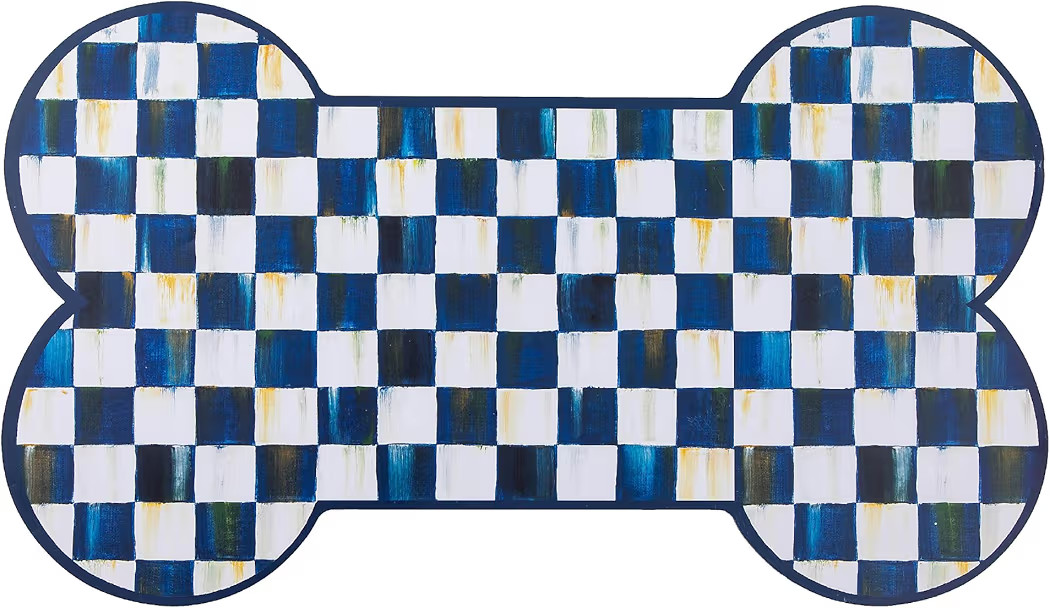 MACKENZIE-CHILDS Pup Placemat, Cute Pet-Food Mat for Dog Bowls and Cat Bowls, Blue-and-White Roya... | Amazon (US)