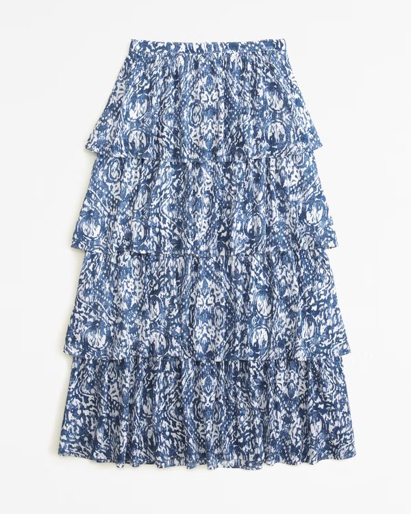 Women's Tiered Crinkle Textured Maxi Skirt | Women's Bottoms | Abercrombie.com | Abercrombie & Fitch (US)