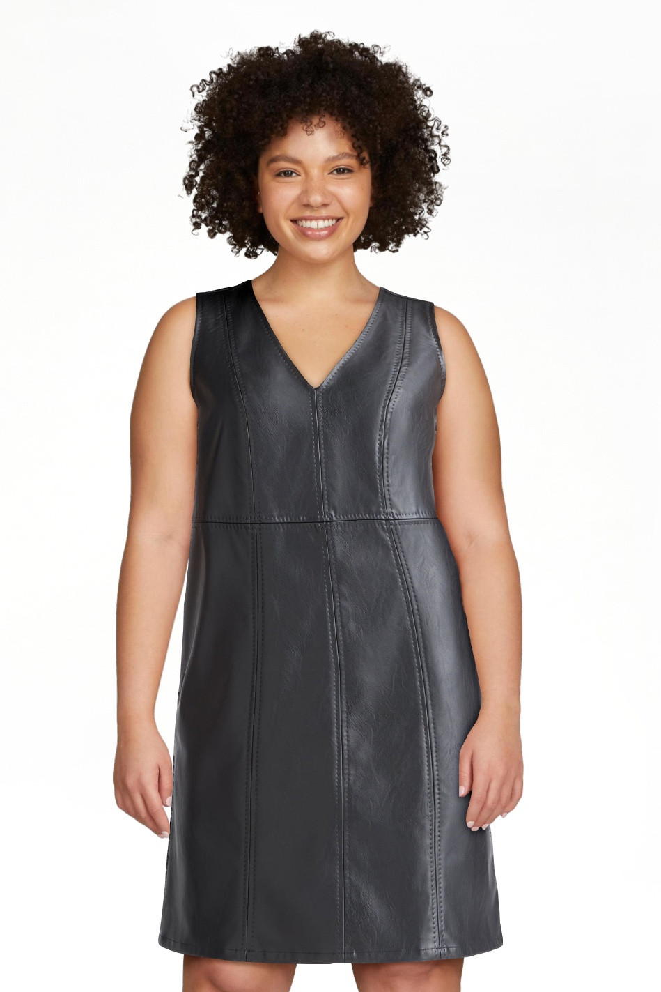 Time and Tru Women's Faux Leather Mini Shift Dress, XS-XXXL | Walmart (US)