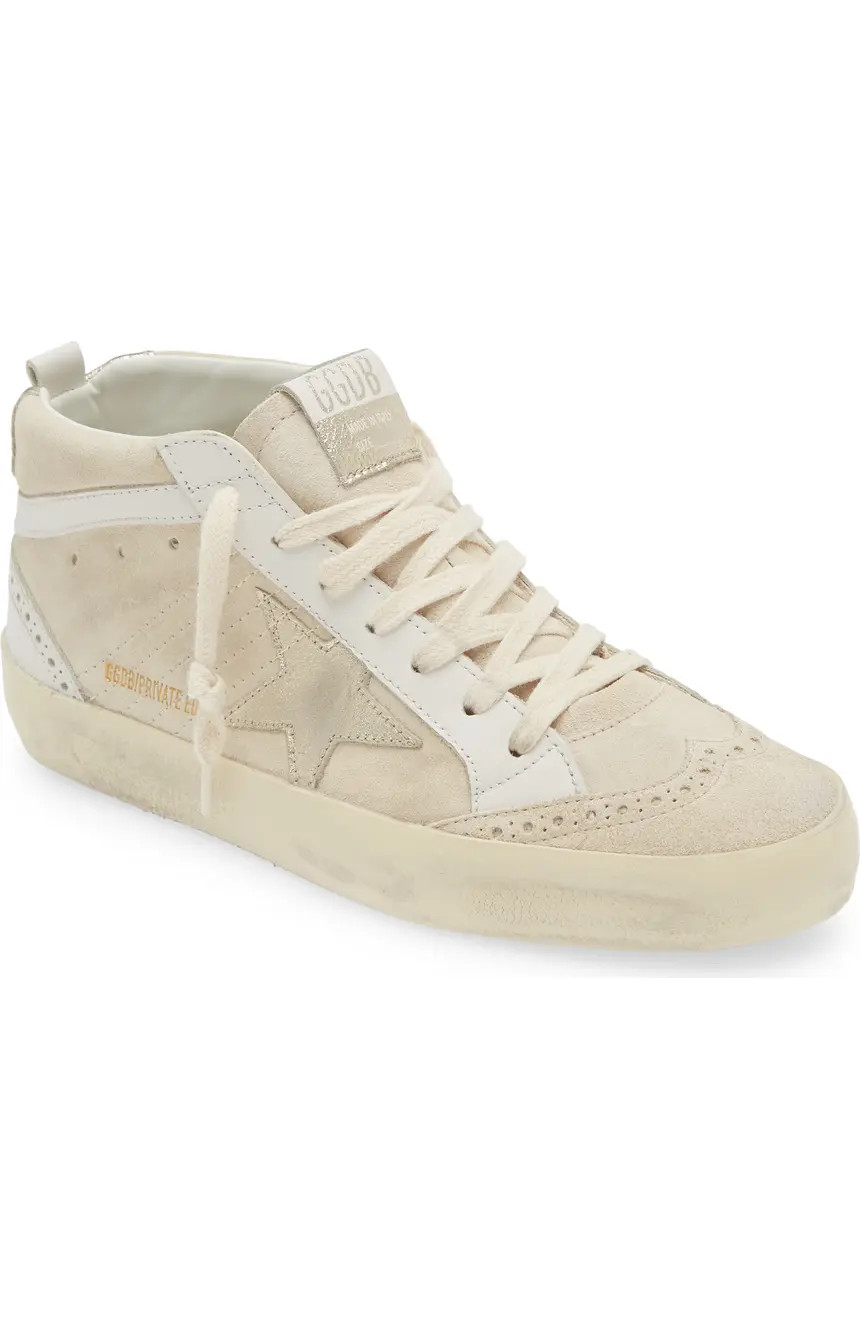 Golden Goose Midstar Leather Sneaker with Genuine Shearling Trim (Women) | Nordstrom | Nordstrom