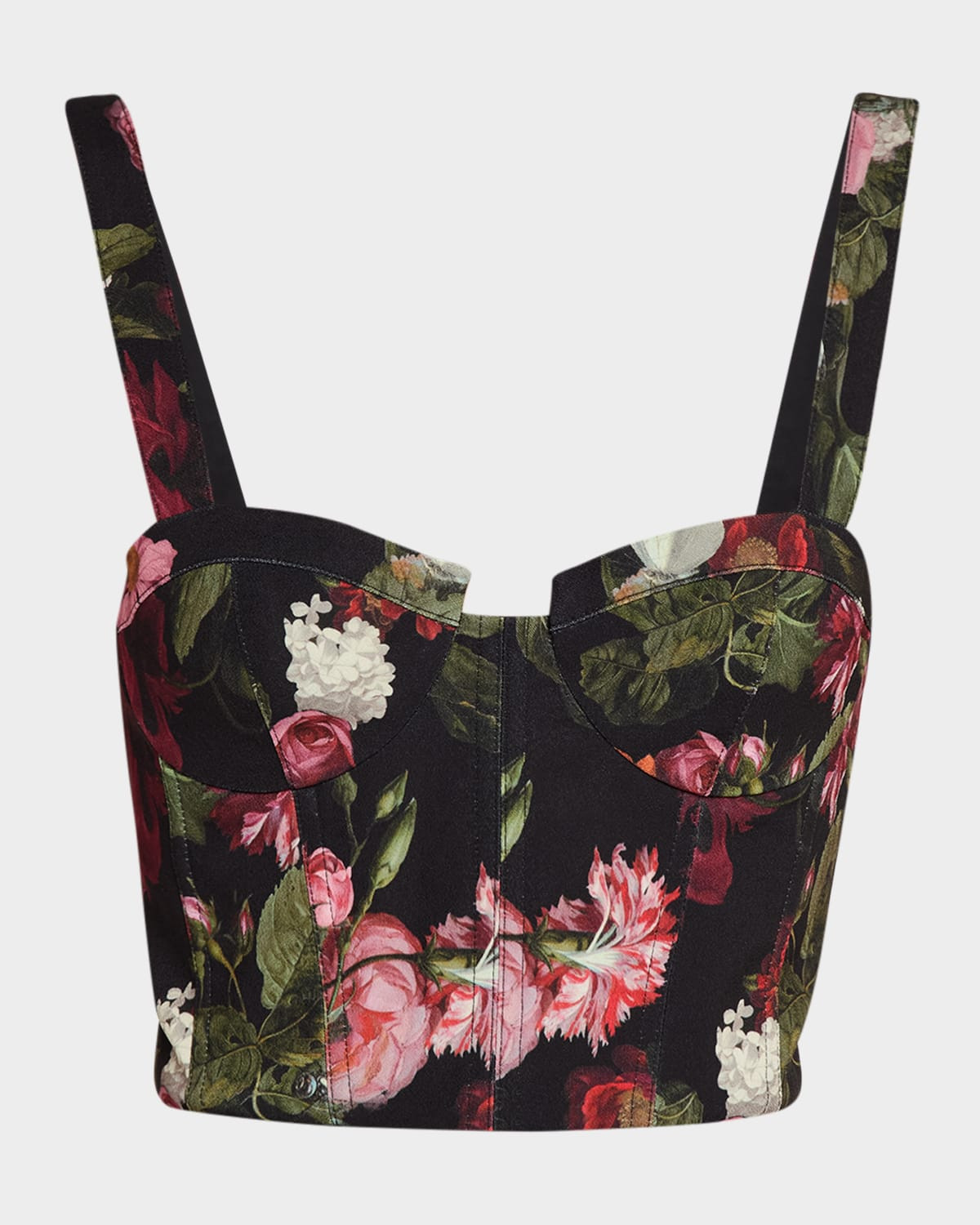 Jeanna Floral Satin Bustier Top | Neiman Marcus
