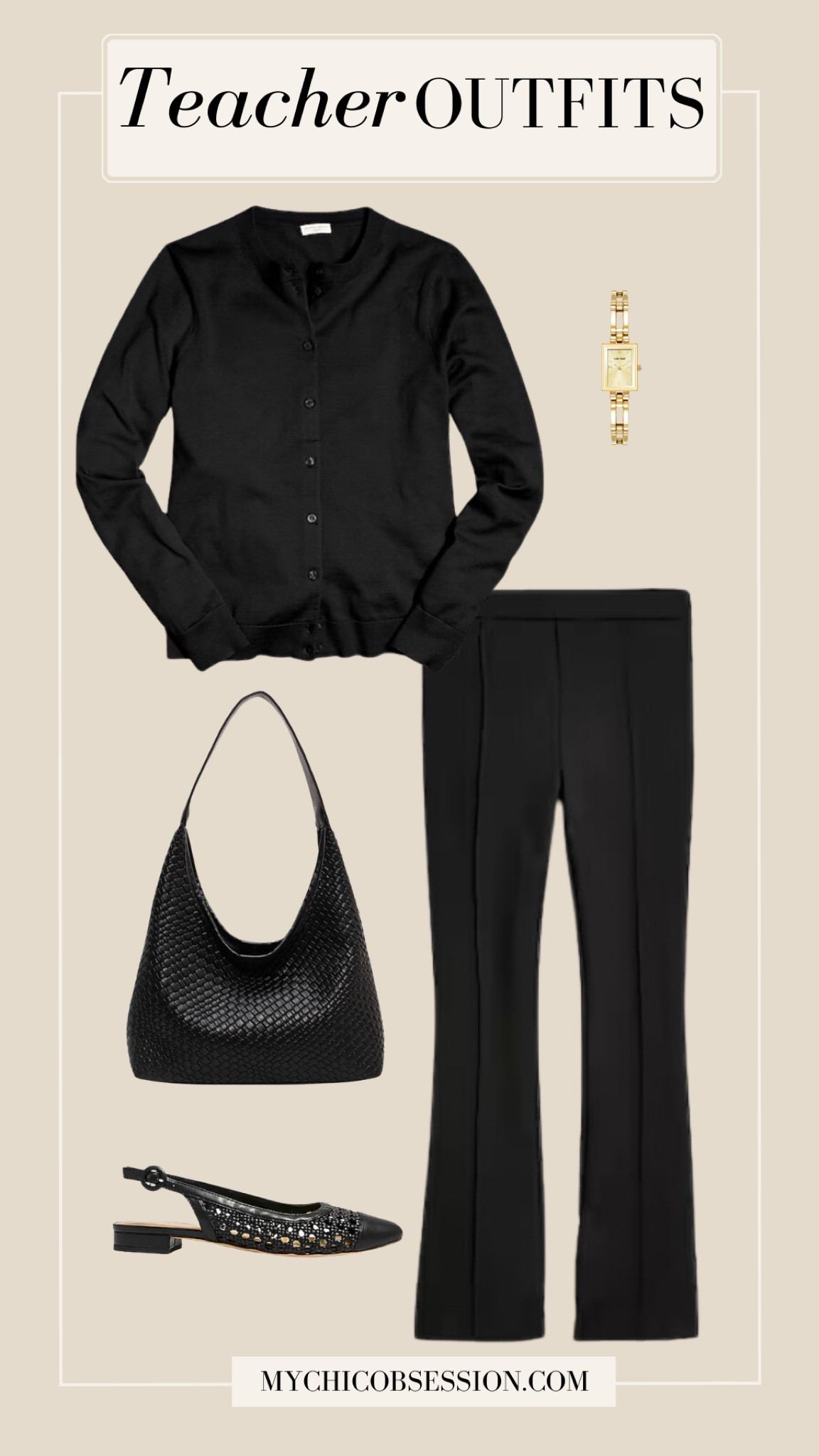 Looking for teacher outfits as you head back to school? This teacher outfit idea is fashionable and easy to wear!

cardigan, flare pants, woven slingback flats, watch, tote bag 

#LTKBacktoSchool #LTKWorkwear