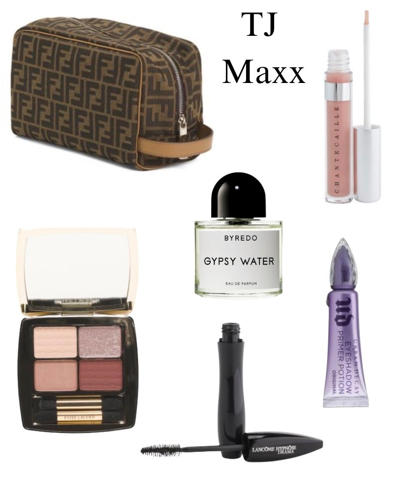 TJ Maxx designer beauty finds! Chantecaille lipgloss, este lauder mascara, eyeshadow, eyeshadow primer, byredo gypsy water perfume, fendi pouch.

#LTKHome #LTKSaleAlert