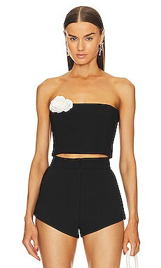 Amanda Uprichard X Revolve Mandy Rose Top in Black & Ivory Rose from Revolve.com | Revolve Clothing (Global)