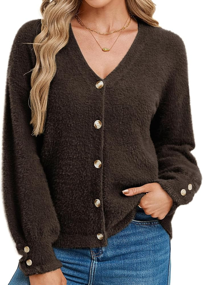 GRACE KARIN Women Fuzzy Cardigan Sweaters, Chunky Wool Blend Fall Cardigan | Amazon (US)