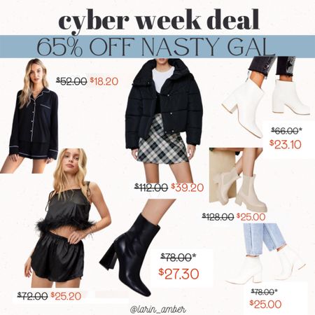 Cyber week deal at nasty gal / on sale / gifts for her / Christmas gifts / gifts for bff / gift guide / holiday / boots / chelsea boots / pajamas / puffer coat / 



#LTKstyletip #LTKHoliday #LTKsalealert