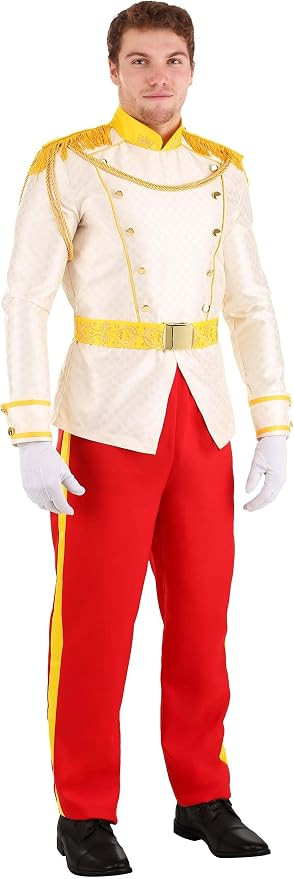 Disney Adult Prince Charming Costume Mens, Cinderella White Royal Suit Outfit for Halloween | Amazon (US)