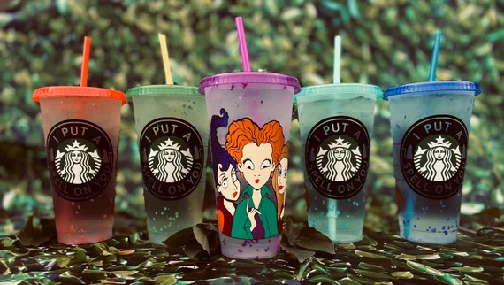 Three Witches Hocus Pocus Confetti Colored Cold Cup Tumbler - Etsy | Etsy (US)