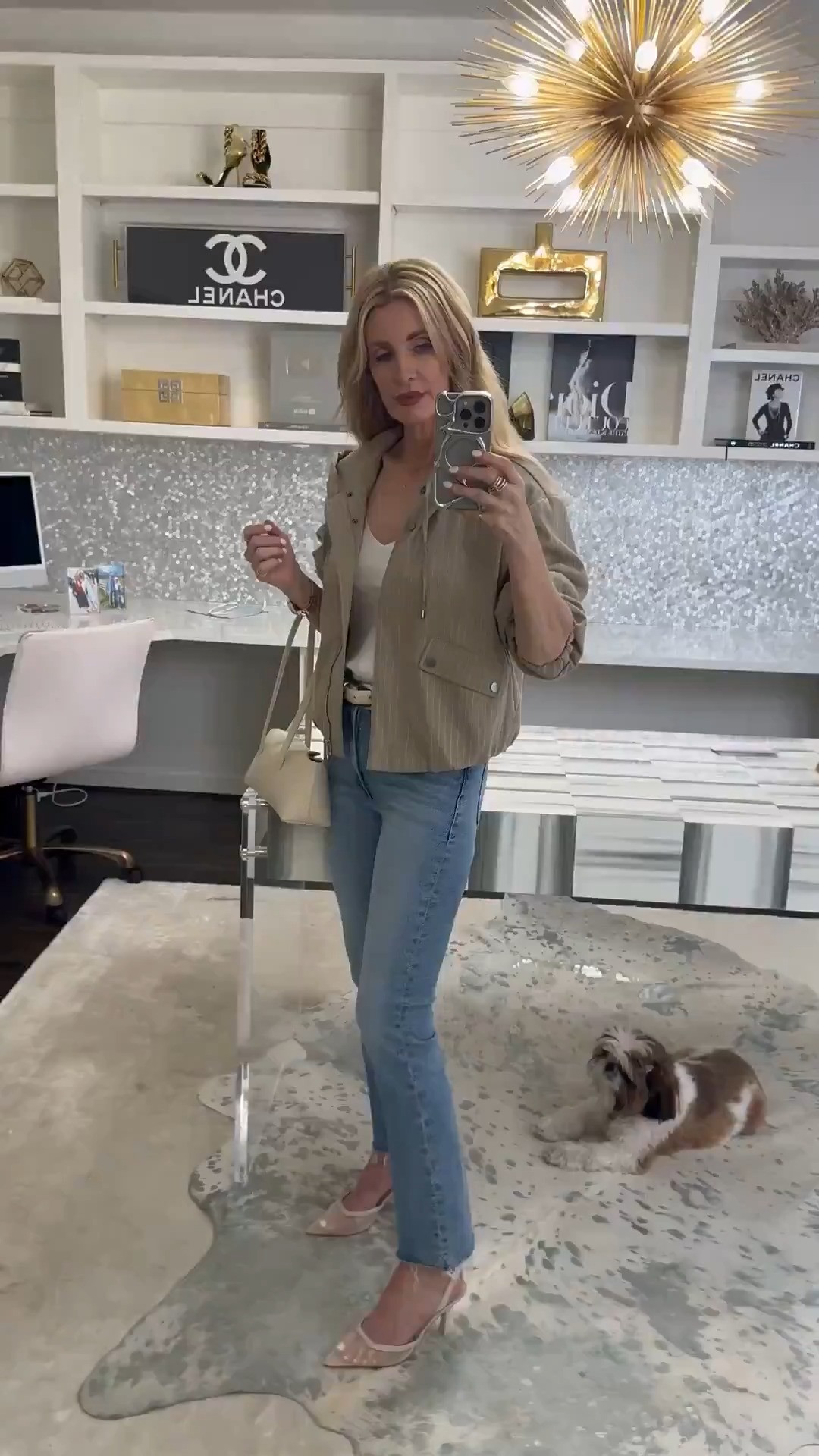 This cool girl pinstripe jacket is the perfect lightweight layer 🤍 The subtle print, elastic sleeves, and hood detail make it casual, effortless, and so easy to throw on over summer basics ✨ I’m wearing an XS in the jacket and a 24 in the jeans, both fit TTS 

#LTKSeasonal#LTKOver40 

 

#LTKdayinmylife