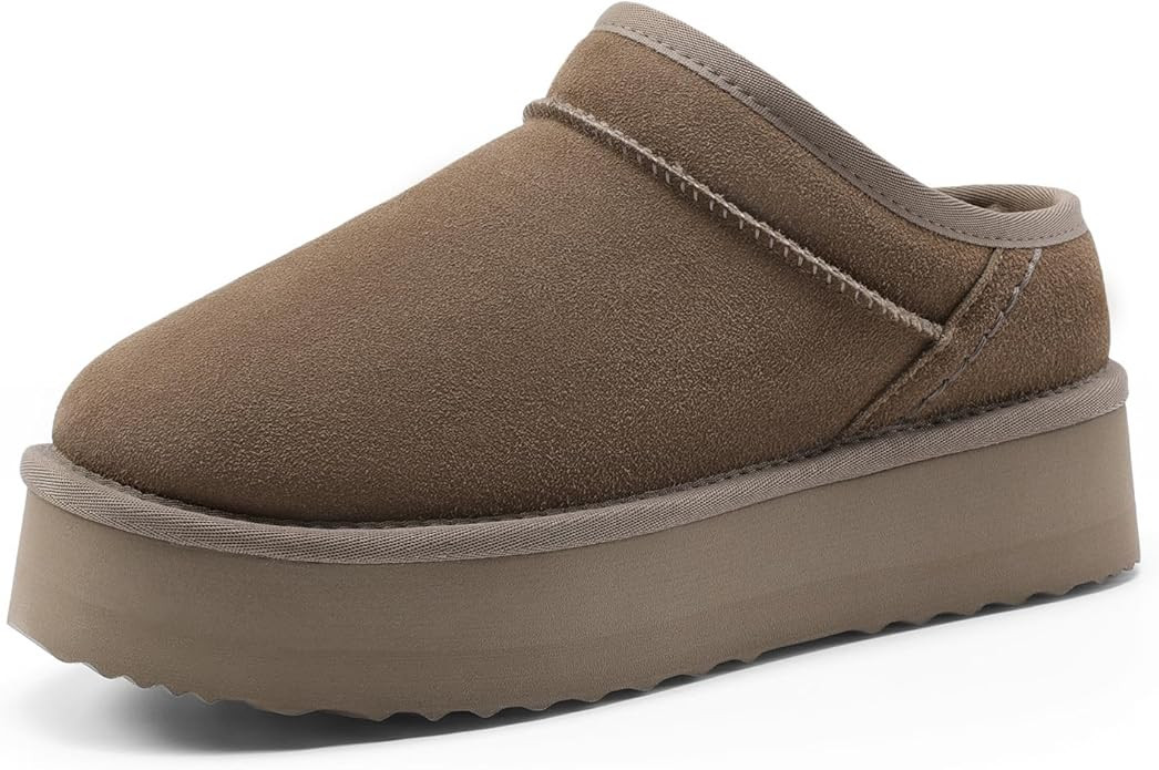 DREAM PAIRS Women's Slippers Platform Genuine Suede Slip-On Memory Foam Cozy Fluffy Warm Comfy Fu... | Amazon (US)